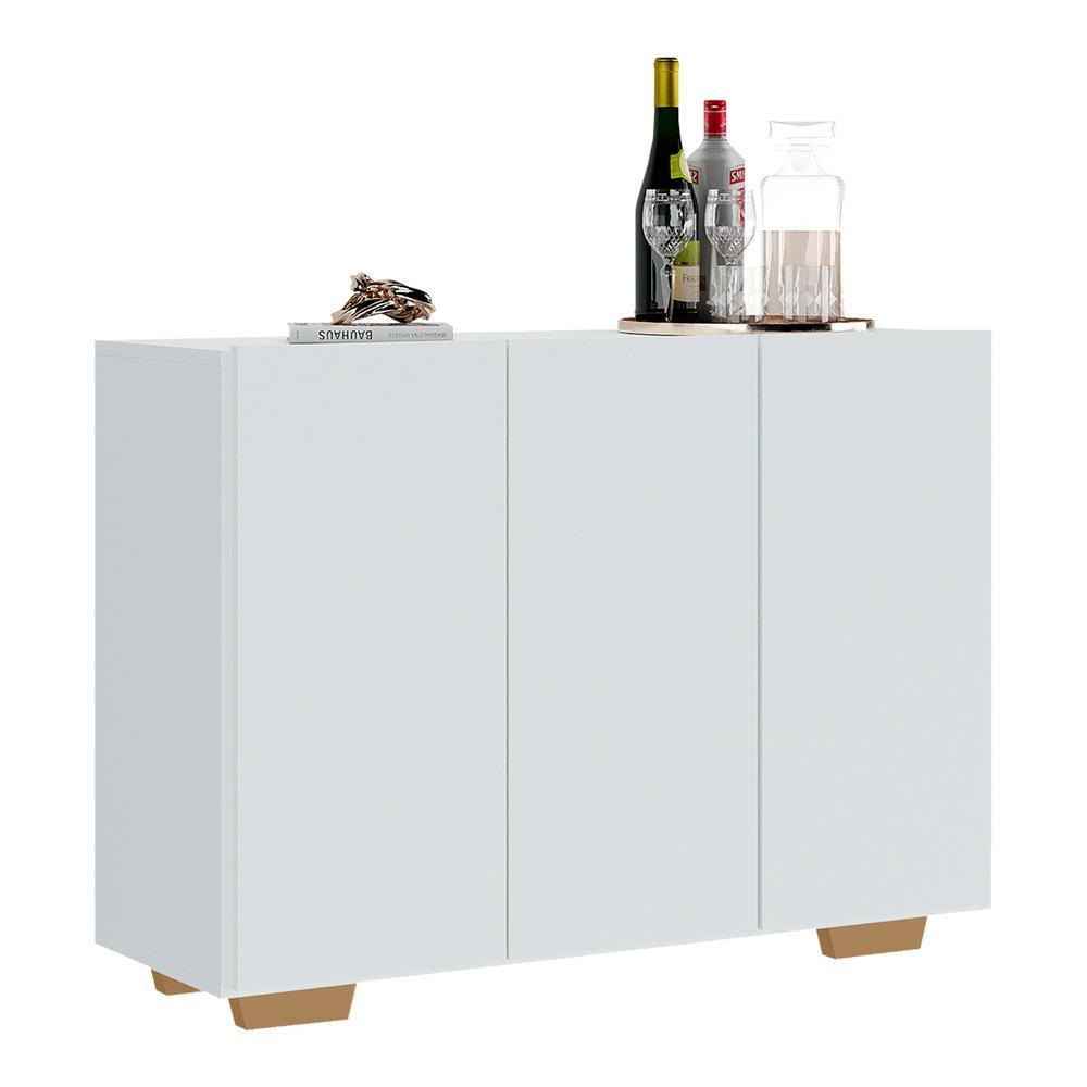 Aparador Buffet 3 Portas com Pés Quadrados Veneza Multimóveis V1010 Branco/Natural