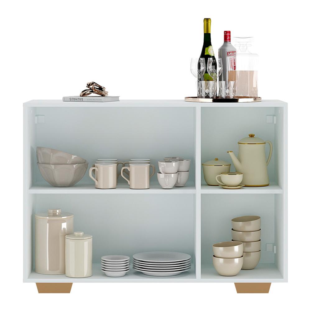 Aparador Buffet 3 Portas com Pés Quadrados Veneza Multimóveis V1010 Branco/Natural