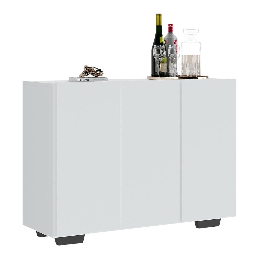 Aparador Buffet 3 Portas com Pés Quadrados Veneza Multimóveis V1010 Branco/Preto