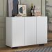 Aparador Buffet 3 Portas com Pés Quadrados Veneza Multimóveis V1010 Branco/Preto