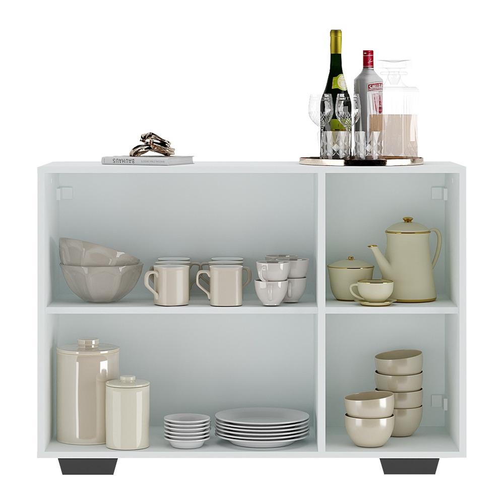 Aparador Buffet 3 Portas com Pés Quadrados Veneza Multimóveis V1010 Branco/Preto