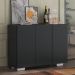 Aparador Buffet 3 Portas com Pés Quadrados Veneza Multimóveis V1010 Preto/Branco
