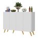 Aparador Buffet 4 Portas Retrô Alemanha Multimóveis BR3556 Branco/Natural