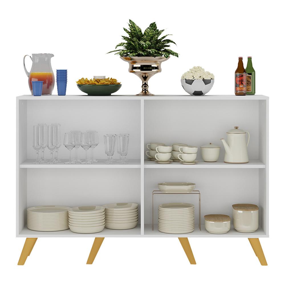 Aparador Buffet 4 Portas Retrô Alemanha Multimóveis BR3556 Branco/Natural