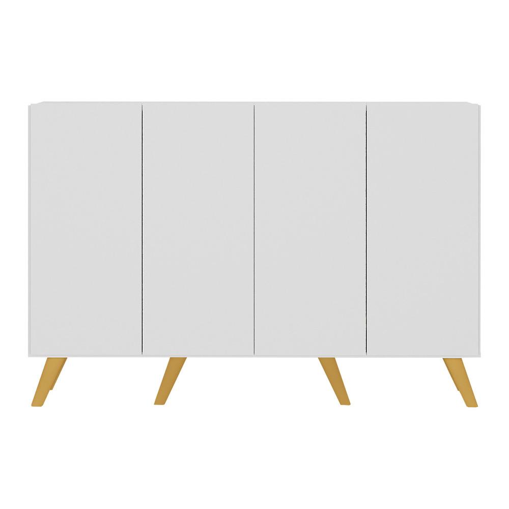 Aparador Buffet 4 Portas Retrô Alemanha Multimóveis BR3556 Branco/Natural