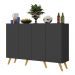 Aparador Buffet 4 Portas Retrô Alemanha Multimóveis BR3556 Preto/Natural