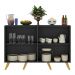 Aparador Buffet 4 Portas Retrô Alemanha Multimóveis BR3556 Preto/Natural