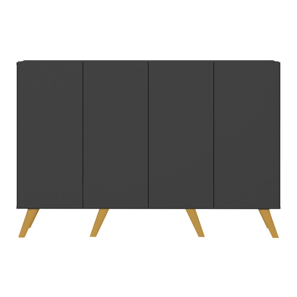 Aparador Buffet 4 Portas Retrô Alemanha Multimóveis BR3556 Preto/Natural