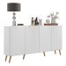 Aparador Buffet 4 Portas Retrô Veneza Multimóveis V3556 Branco/Natural