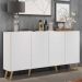 Aparador Buffet 4 Portas Retrô Veneza Multimóveis V3556 Branco/Natural