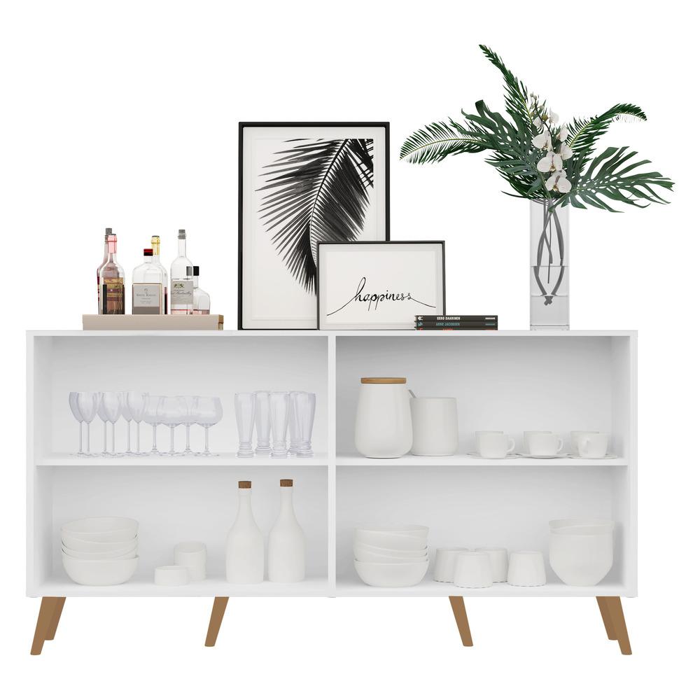 Aparador Buffet 4 Portas Retrô Veneza Multimóveis V3556 Branco/Natural