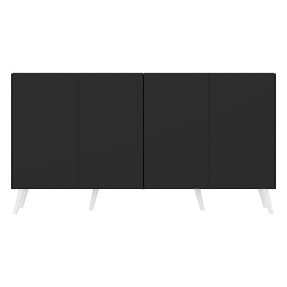 Aparador Buffet 4 Portas Retrô Veneza Multimóveis V3556 Preto/Branco