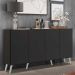 Aparador Buffet 4 Portas Retrô Veneza Multimóveis V3556 Preto/Branco
