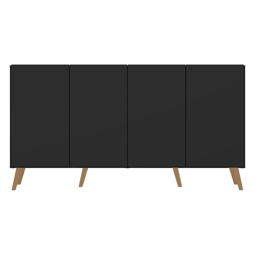 Aparador Buffet 4 Portas Retrô Veneza Multimóveis V3556 Preto/Natural