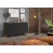 Aparador Buffet 4 Portas Retrô Veneza Multimóveis V3556 Preto/Natural