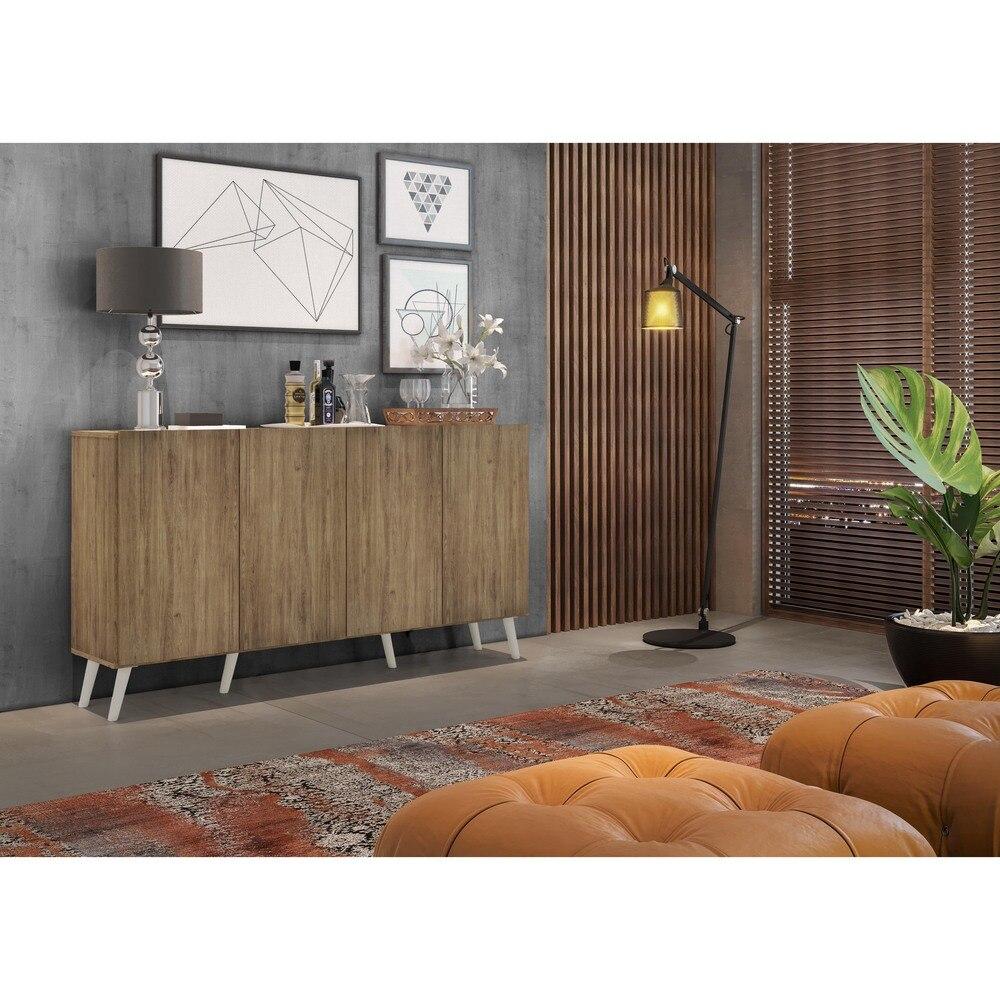 Aparador Buffet 4 Portas Retrô Veneza Multimóveis V3556 Rustic/Branco