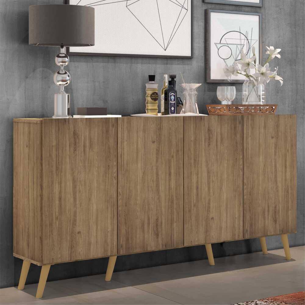 Aparador Buffet 4 Portas Retrô Veneza Multimóveis V3556 Rustic/Natural