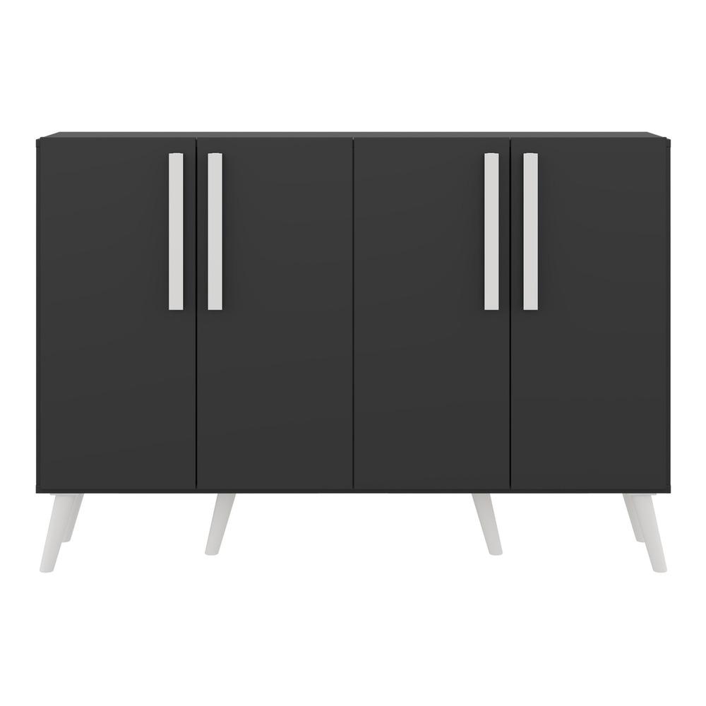 Aparador Buffet 4 Portas Retrô Viena Multimóveis V3606 Preto/Branco