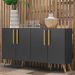 Aparador Buffet 4 Portas Retrô Viena Multimóveis V3606 Preto/Natural