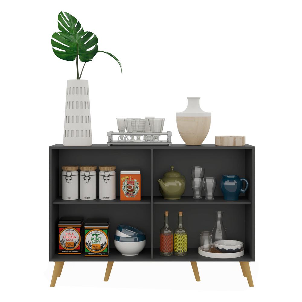 Aparador Buffet 4 Portas Retrô Viena Multimóveis V3606 Preto/Natural