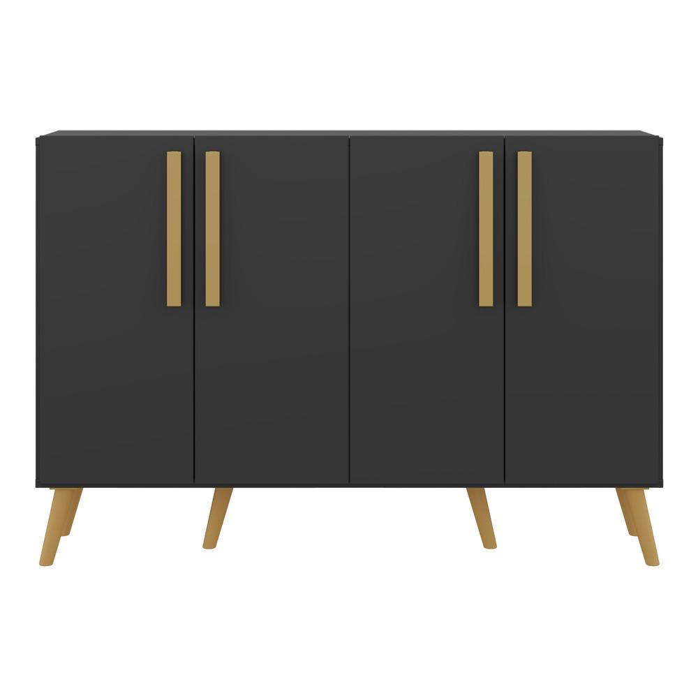 Aparador Buffet 4 Portas Retrô Viena Multimóveis V3606 Preto/Natural