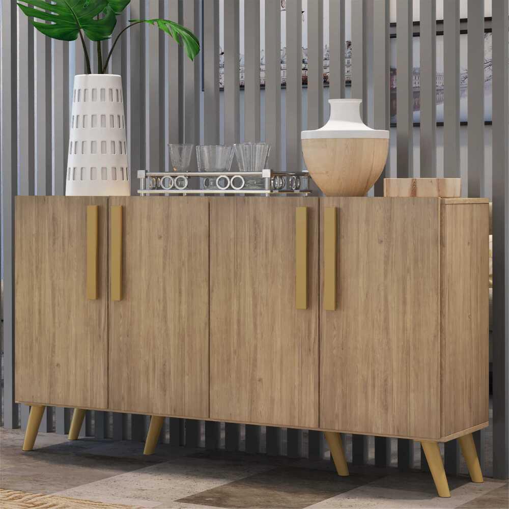 Aparador Buffet 4 Portas Retrô Viena Multimóveis V3606 Rustic/Natural