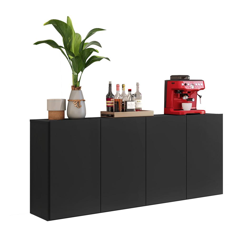 Aparador Buffet 4 Portas Suspenso Veneza Multimóveis V3594 Preto