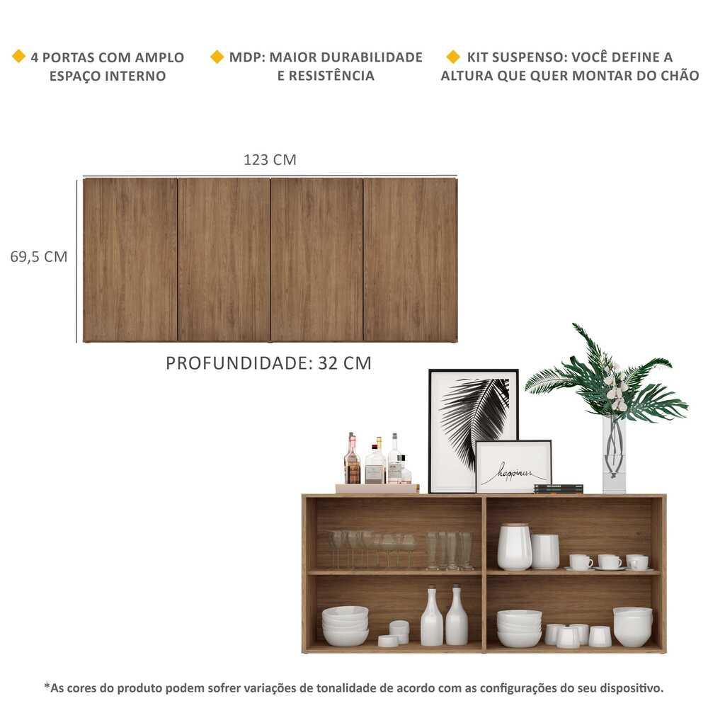 Aparador Buffet 4 Portas Suspenso Veneza Multimóveis V3594 Rustic