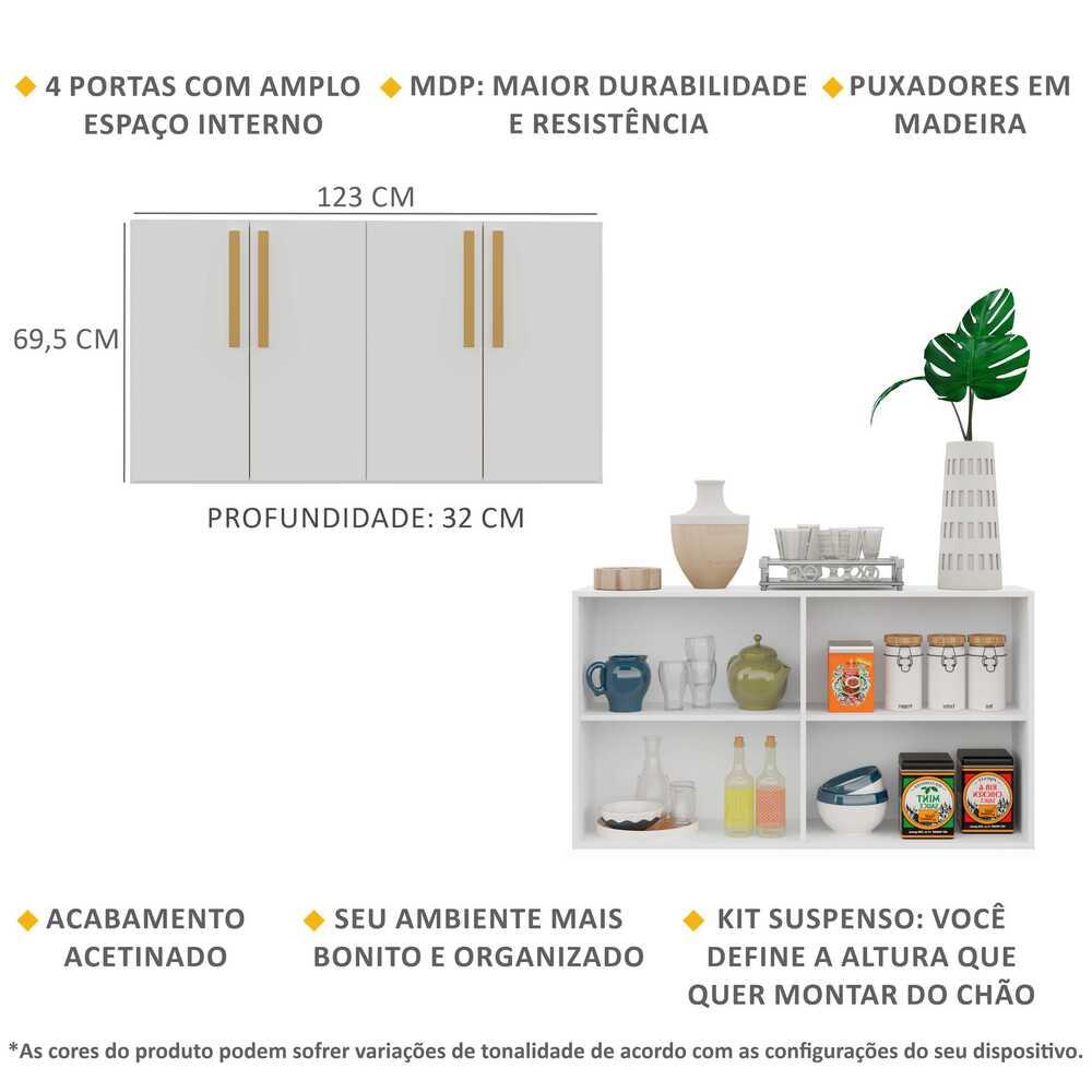 Aparador Buffet 4 Portas Suspenso Viena Multimóveis V3605