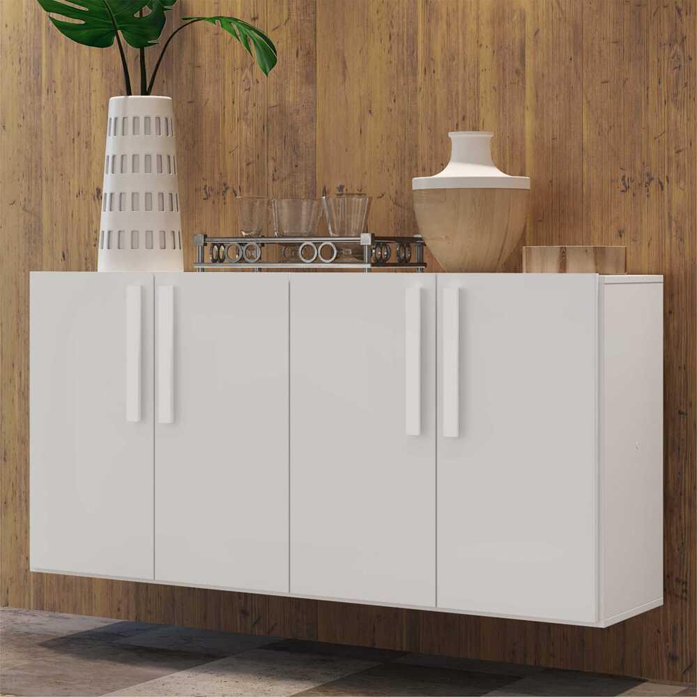 Aparador Buffet 4 Portas Suspenso Viena Multimóveis V3605 Branco