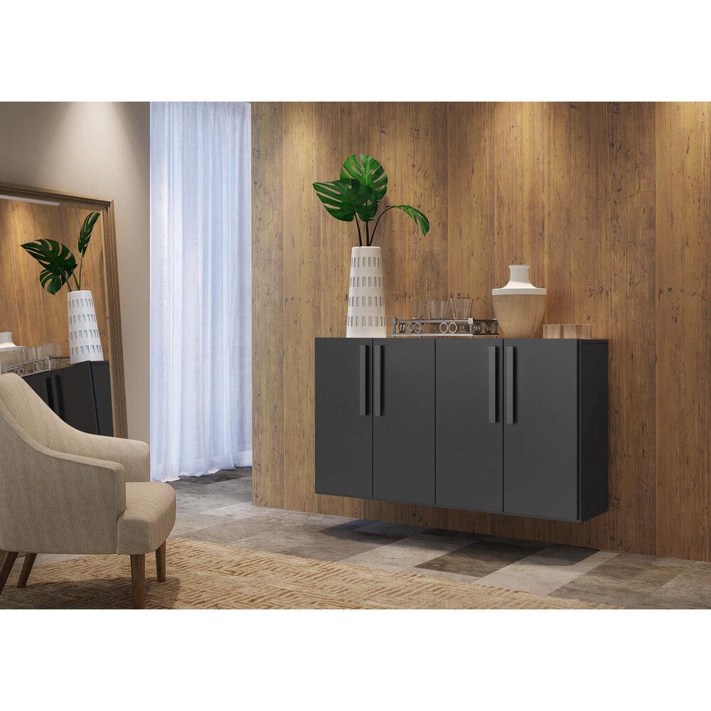 Aparador Buffet 4 Portas Suspenso Viena Multimóveis V3605 Preto