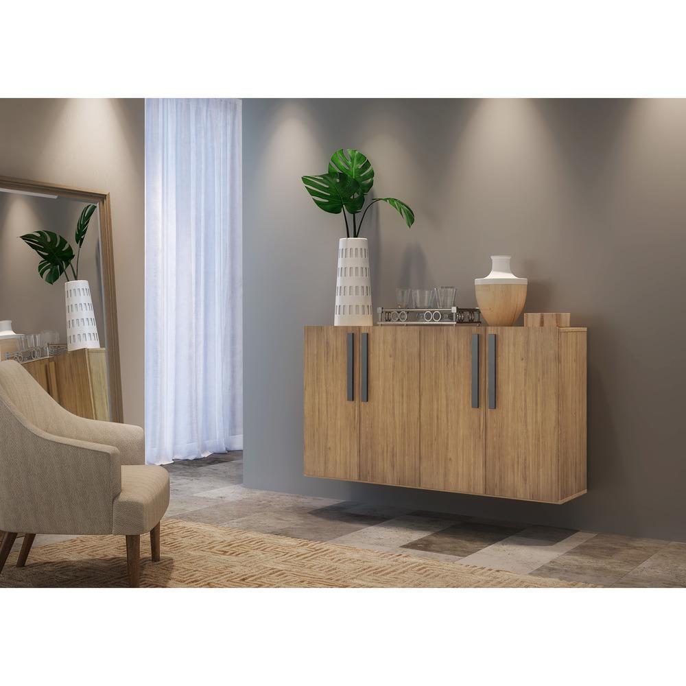 Aparador Buffet 4 Portas Suspenso Viena Multimóveis V3605 Rustic/Preto