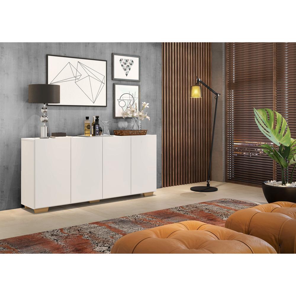 Aparador Buffet 4 Portas c/ Pés Quadrados Veneza Multimóveis Branco/Natural