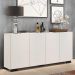 Aparador Buffet 4 Portas c/ Pés Quadrados Veneza Multimóveis Branco/Preto