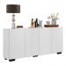 Aparador Buffet 4 Portas c/ Pés Quadrados Veneza Multimóveis Branco/Preto