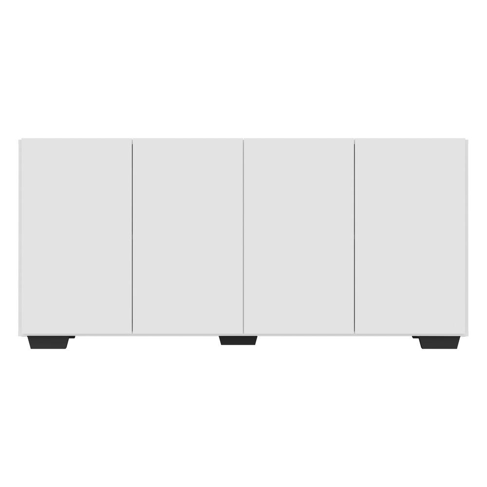 Aparador Buffet 4 Portas c/ Pés Quadrados Veneza Multimóveis Branco/Preto