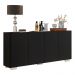Aparador Buffet 4 Portas c/ Pés Quadrados Veneza Multimóveis Preto/Branco
