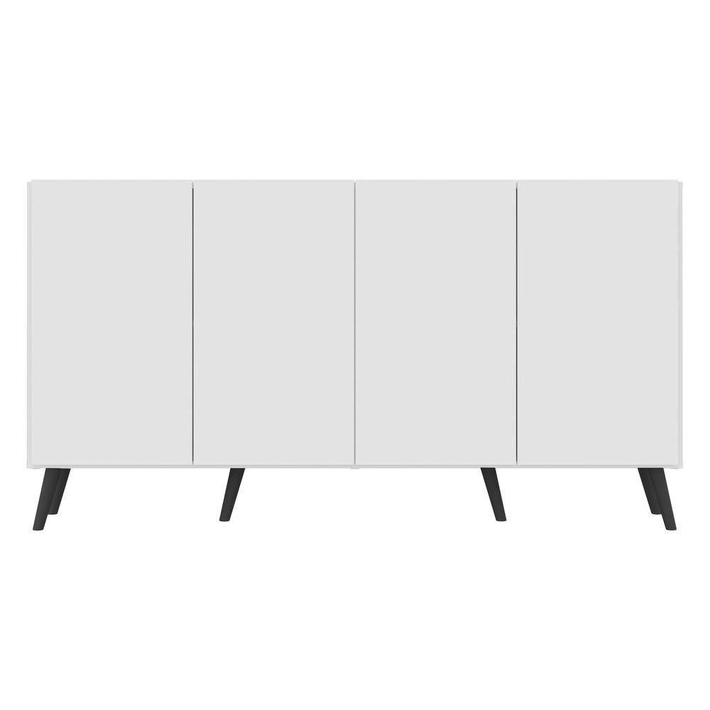 Aparador Buffet 4 Portas c/ Pés Retrô Veneza Multimóveis Branco/Preto