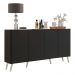 Aparador Buffet 4 Portas c/ Pés Retrô Veneza Multimóveis Preto/Branco
