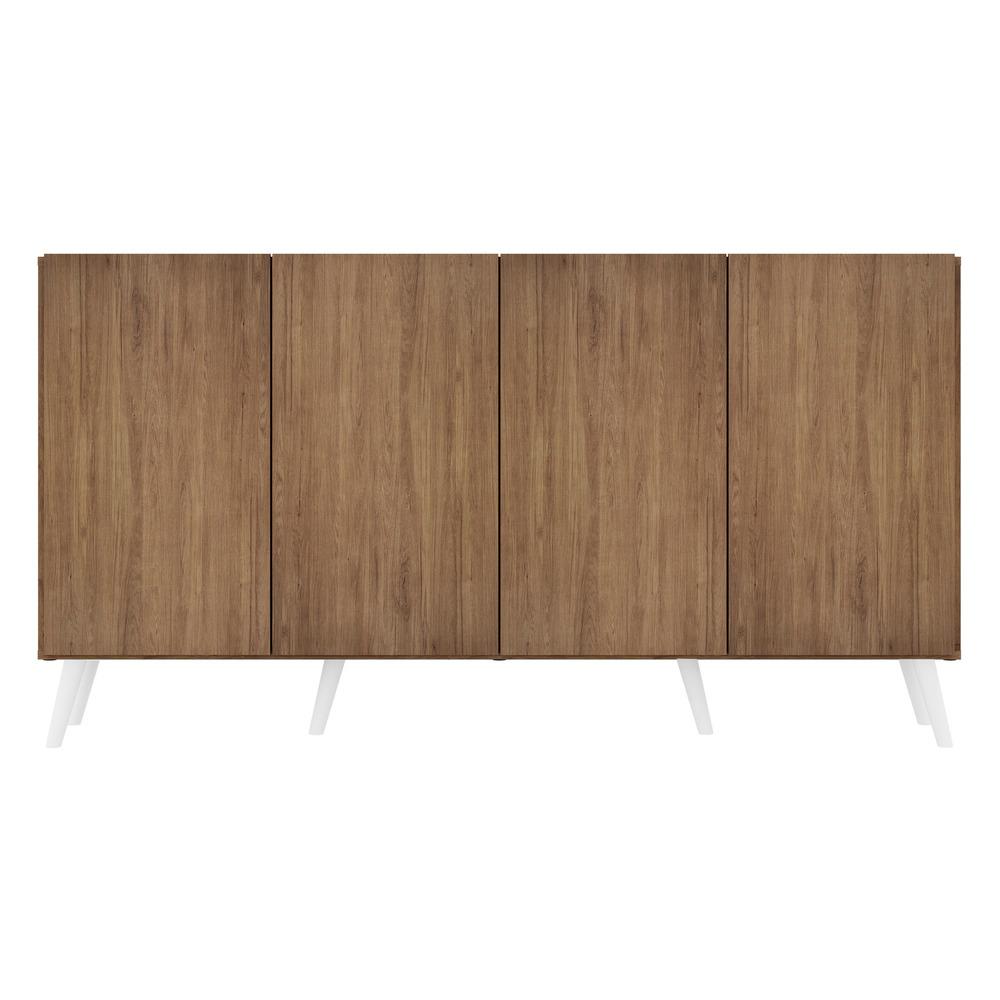 Aparador Buffet 4 Portas c/ Pés Retrô Veneza Multimóveis Rustic/Branco