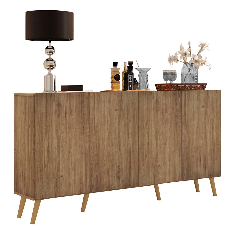 Aparador Buffet 4 Portas c/ Pés Retrô Veneza Multimóveis Rustic/Natural