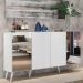 Aparador Buffet 4 Portas com Espelho Retrô Vegas Multimóveis V3562 Branco