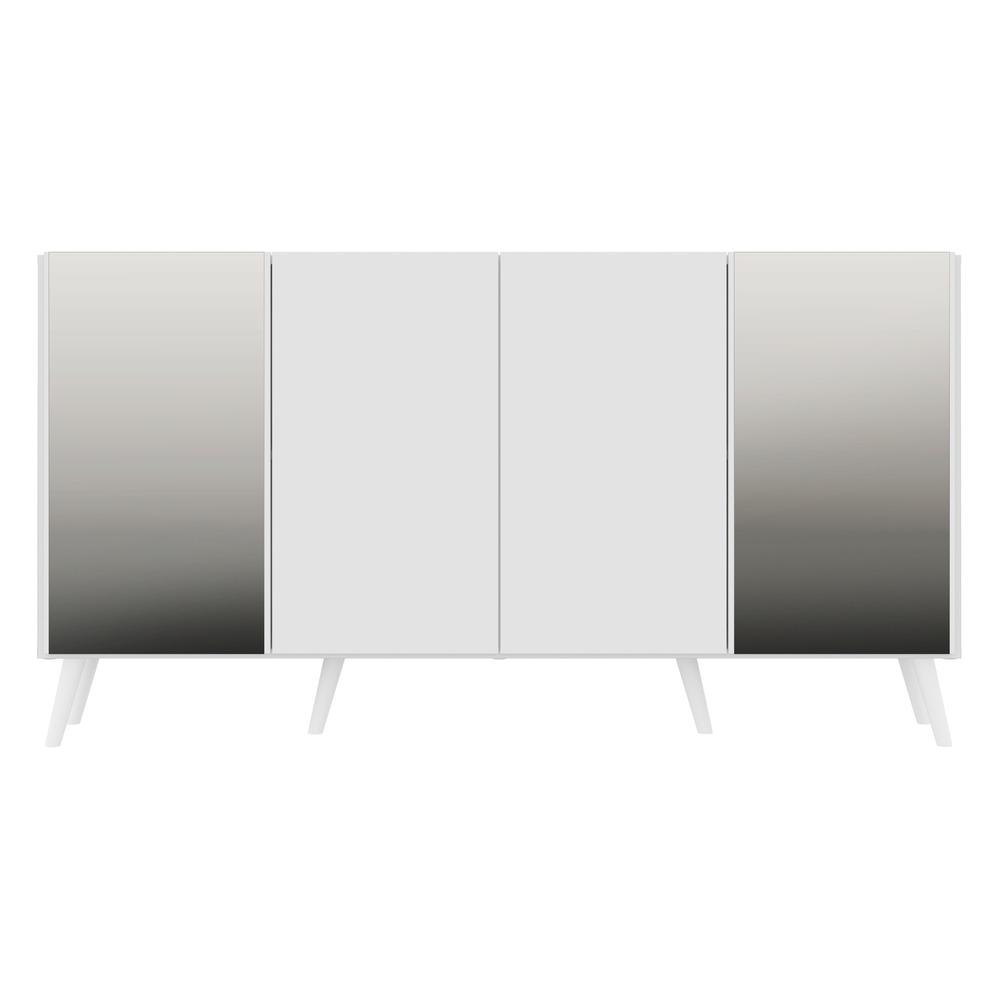 Aparador Buffet 4 Portas com Espelho Retrô Vegas Multimóveis V3562 Branco