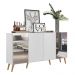 Aparador Buffet 4 Portas com Espelho Retrô Vegas Multimóveis V3562 Branco/Natural