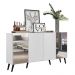Aparador Buffet 4 Portas com Espelho Retrô Vegas Multimóveis V3562 Branco/Preto