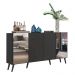 Aparador Buffet 4 Portas com Espelho Retrô Vegas Multimóveis V3562 Preto