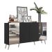 Aparador Buffet 4 Portas com Espelho Retrô Vegas Multimóveis V3562 Preto/Branco