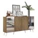 Aparador Buffet 4 Portas com Espelho Retrô Vegas Multimóveis V3562 Rustic/Branco