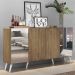 Aparador Buffet 4 Portas com Espelho Retrô Vegas Multimóveis V3562 Rustic/Branco