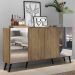 Aparador Buffet 4 Portas com Espelho Retrô Vegas Multimóveis V3562 Rustic/Preto